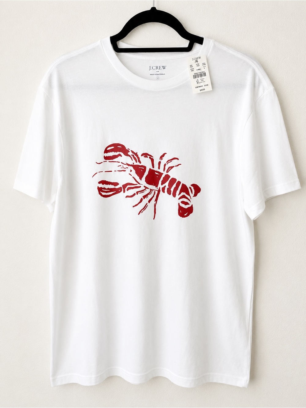 NWT J. Crew White T-Shirt with Red Lobster Motif